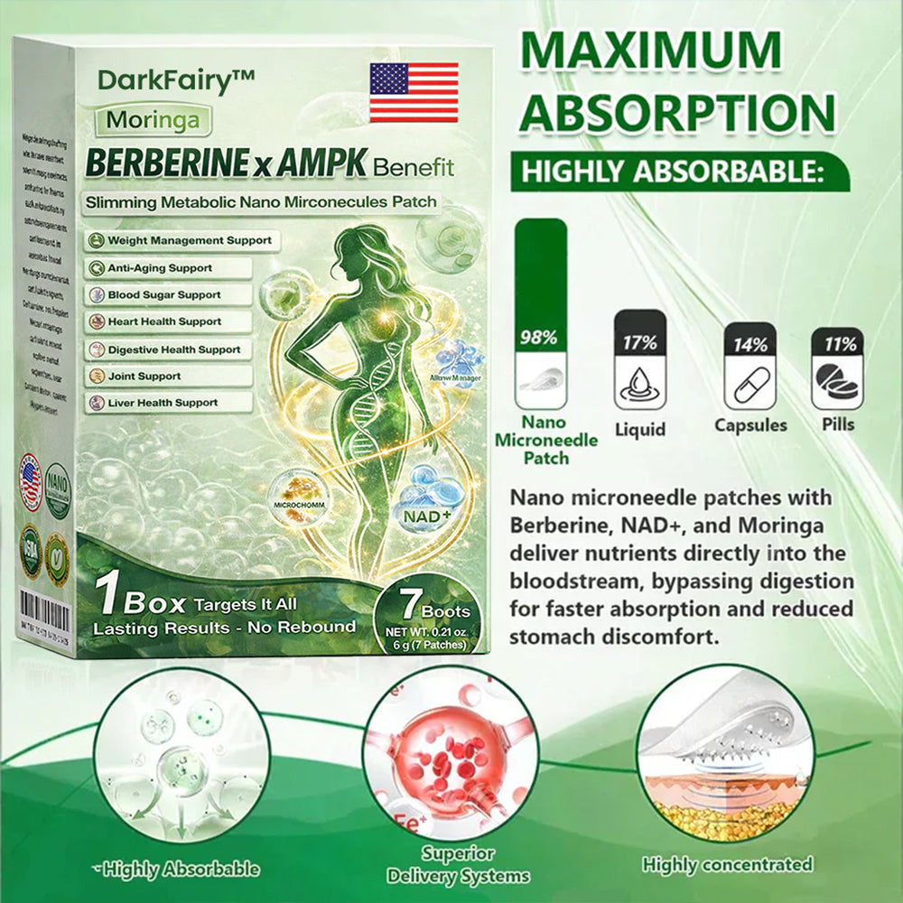 Moringa × Berberine × AMPK Slimming & Metabolic Nano Microneedle Patch | Daily support for metabolism and heart health
